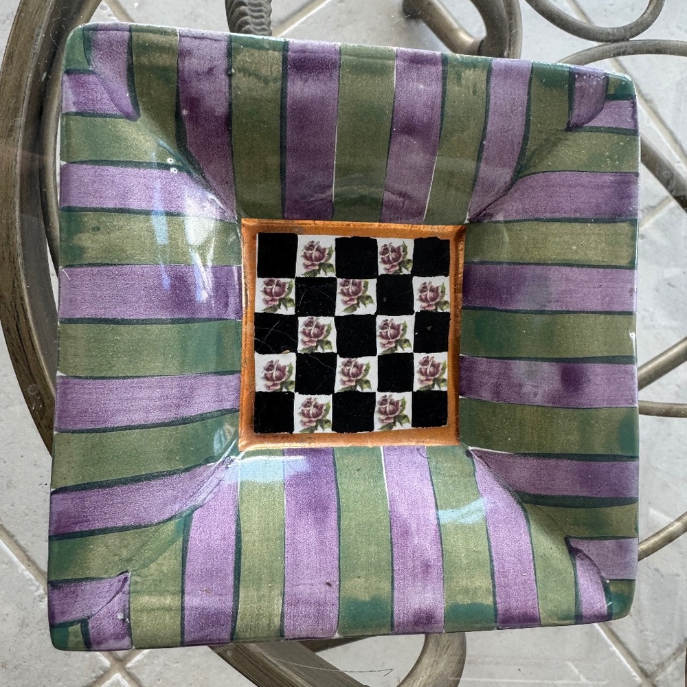 MacKenzie-Childs Hand Painted Ceramic ‘Torquay Kelp Urchin’ 6-Inch Square Bowl